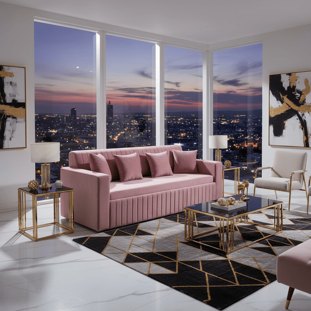 Rosé Velvet Sofa