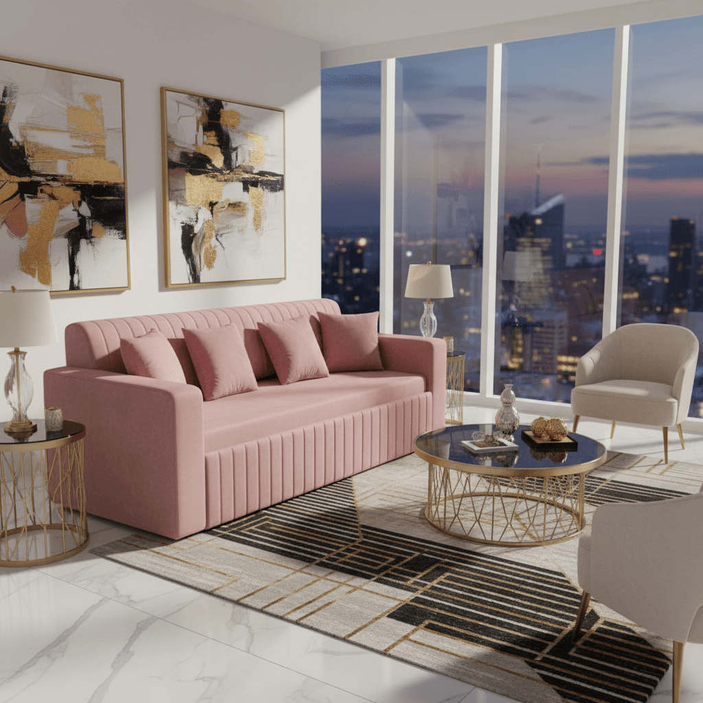 Rosé Velvet Sofa variant 2