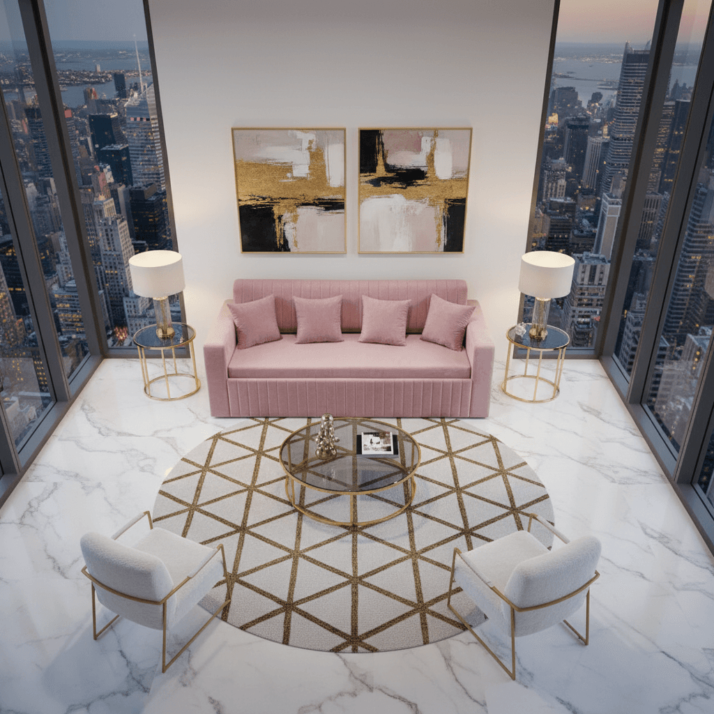 Rosé Velvet Sofa variant 3