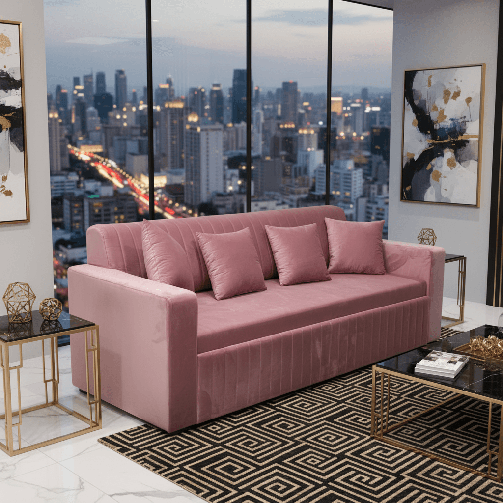 Rosé Velvet Sofa variant 4