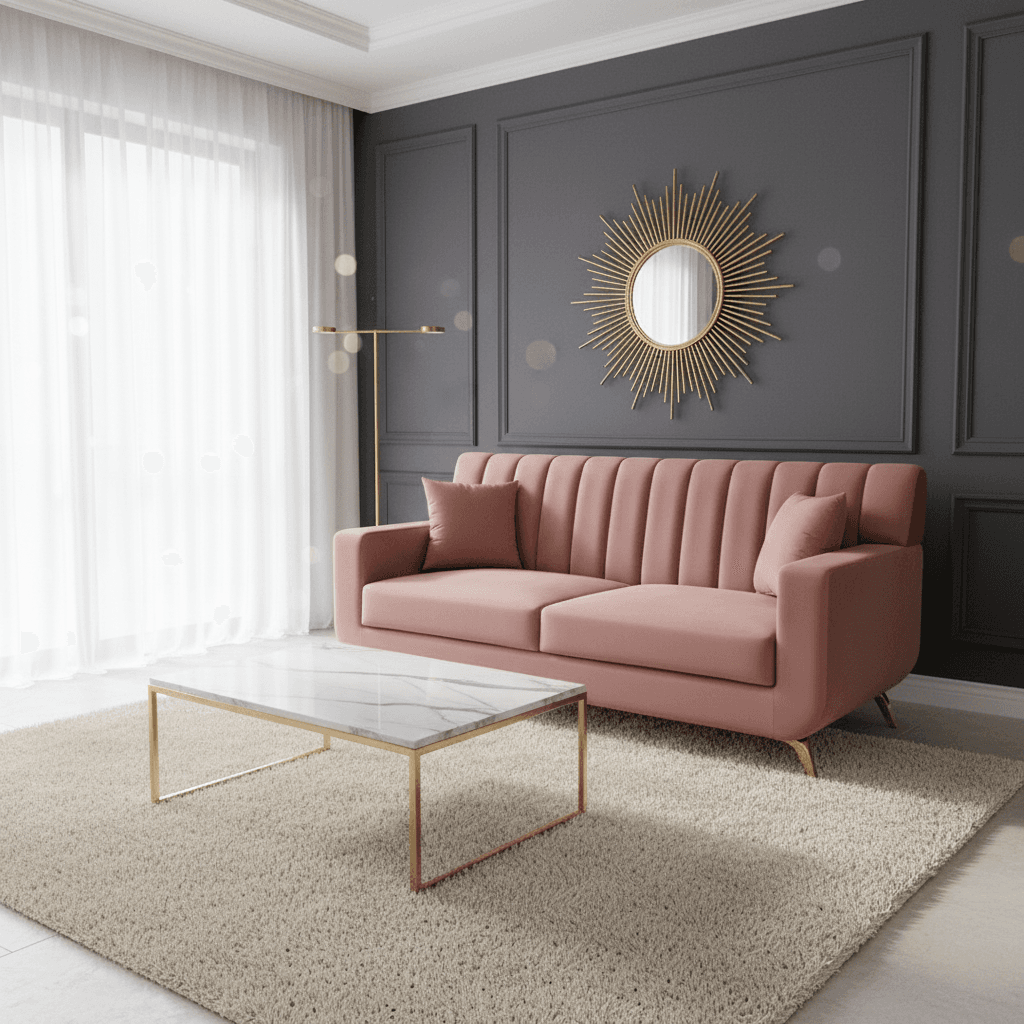 Blush Fluted Sofa