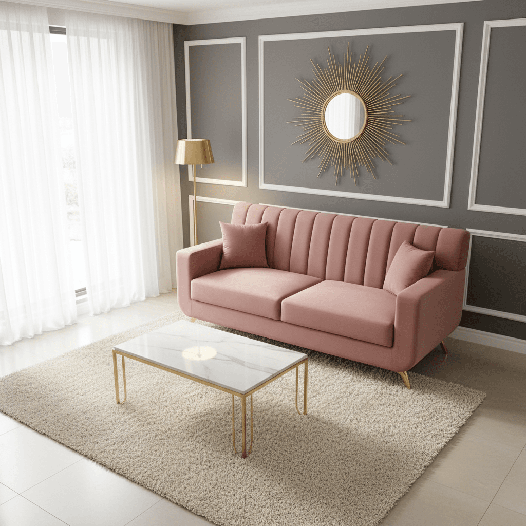 Blush Fluted Sofa variant 3
