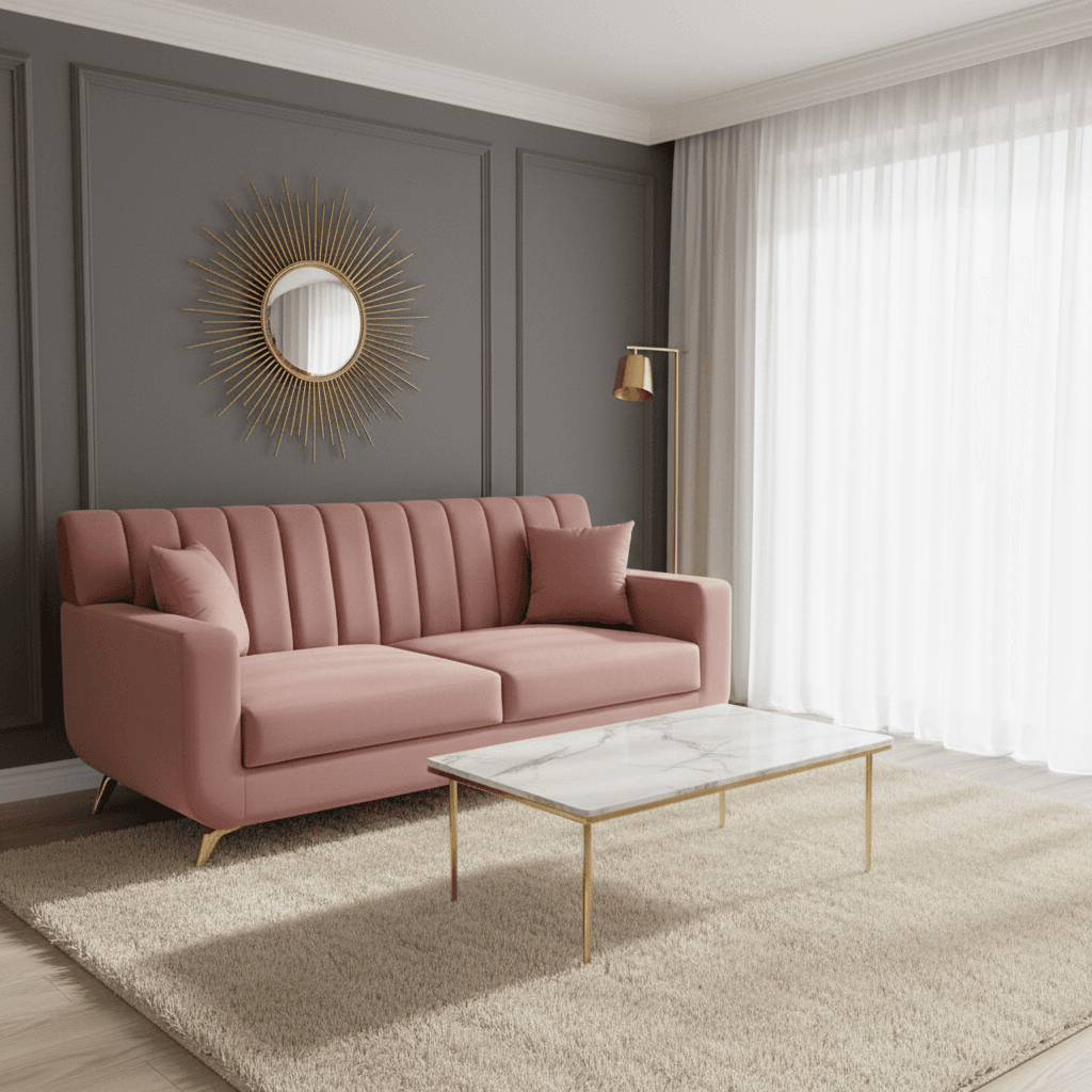Blush Fluted Sofa variant 4